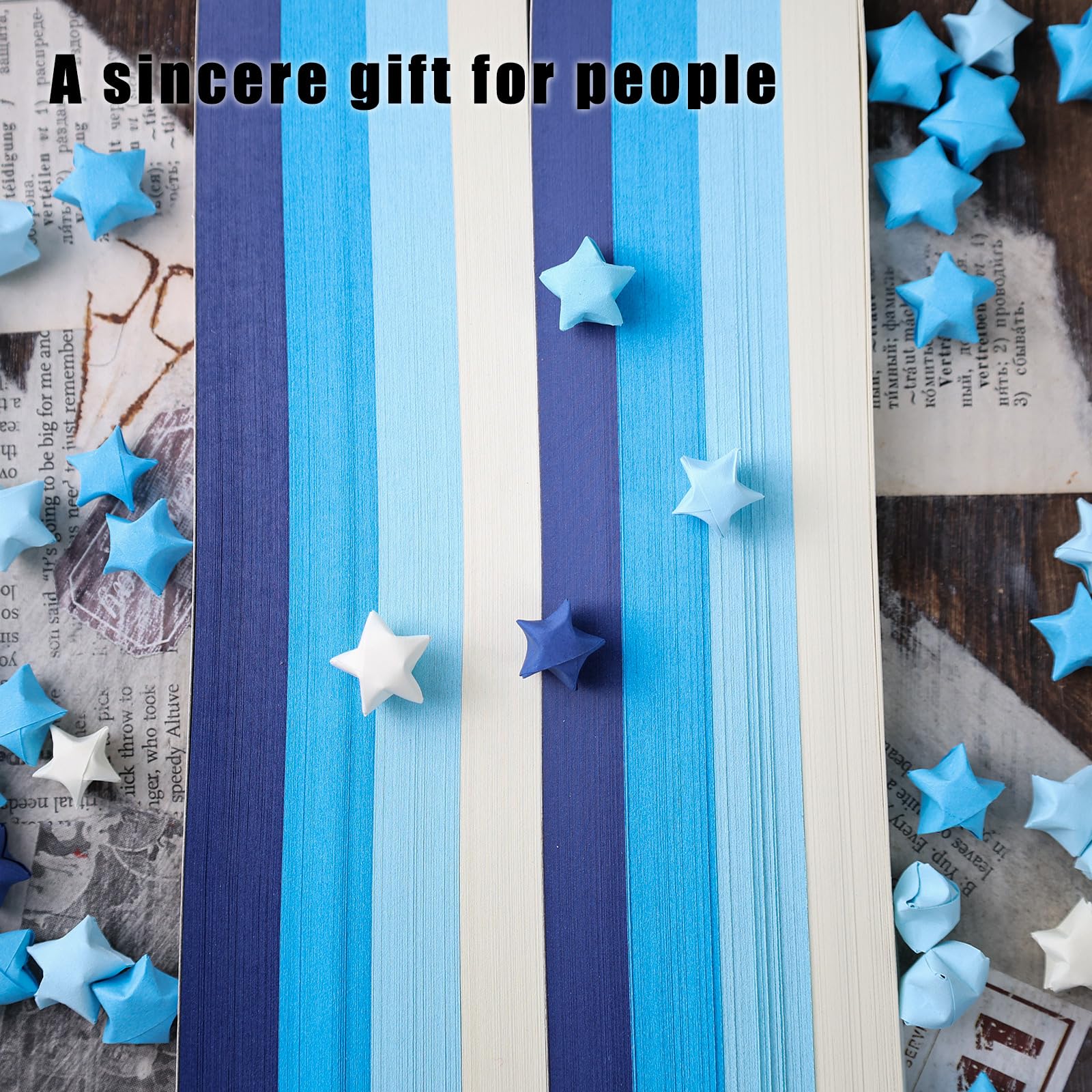 Amazon | VGOODALL 1080枚 星折り紙紙 ブルースターペーパーストリップ